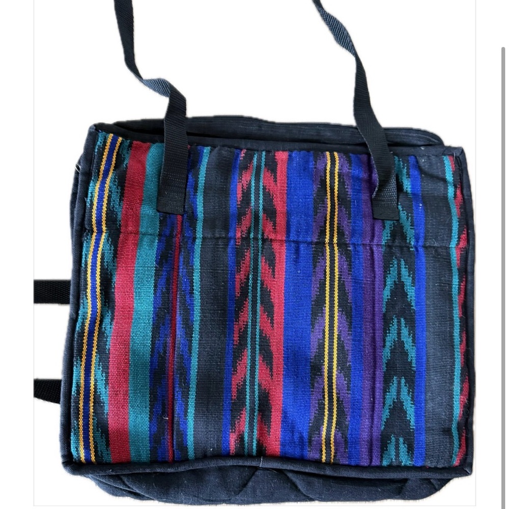 Multicolor Striped Canvas Tote Bag